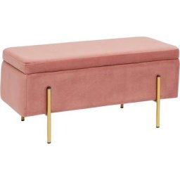 Coffre pliable, banc de rangement, pouf repose-pieds en velours, couleur poudre, dimensions 80 x 40