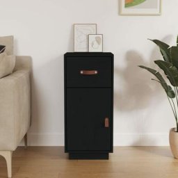 Buffet Meuble de rangement | Commode Bahut Noir 34x40x75 cm Bois massif de pin FR81832