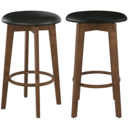 Rendez-vous Déco - Tabouret de bar mi-hauteur en cuir synthétique 66 cm (lot de 2) - Vahina - Noir