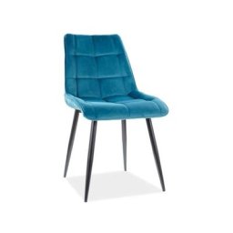 Chaise chic en velours matelassé - Bleu canard - H 88 cm - Livraison gratuite - Bleu