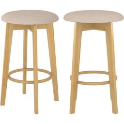 Rendez-vous Déco - Tabouret de bar en tissu et 66 cm (lot de 2) - Vahina - Beige