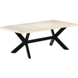 Table de salle à manger Blanc 200x100x75cm Bois manguier massif Vidaxl White
