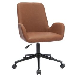 Chaise de bureau à roulettes marron et métal noir alban - Marron