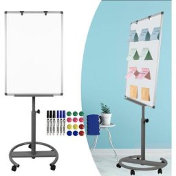 Aufun - tableau à feuilles mobiles tableau blanc 90x60 cm avec étagère pied circulaire,hauteur