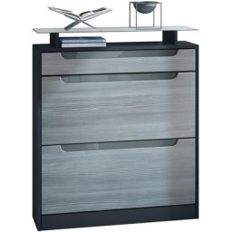 Meuble à chaussures Rangement Fiesta en Noir mat - haute brillance - façades en Avola-Anthracite,