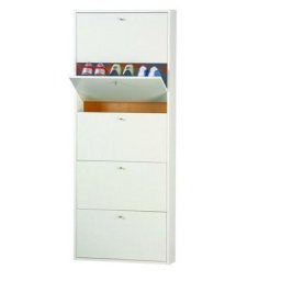 Kit meuble à chaussures 5 abattants 65x15x164h couleur blanche - Séjour