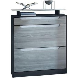 Meuble à chaussures Rangement Fiesta en Noir mat - haute brillance - façades en Avola-Anthracite,