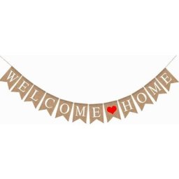 Autre déco murale Welcome Home Banderole Bannière en Lin Jute pour Mur Table Décoration pour