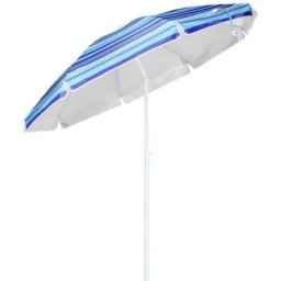 HI - Parasol de plage 200 cm Bleu à rayures Bleu
