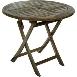 Table de jardin pliante ronde 90 cm en bois de teck certifié - Primematik