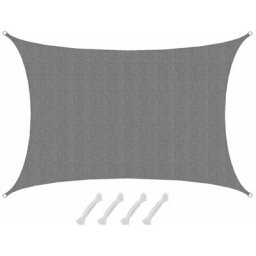 Amanka - 5x3 Voile d'Ombrage Perméable à l'Eau - Toile Ombrage Voile Rectangulaire Jardin - grau