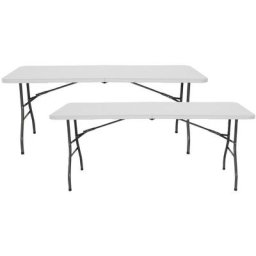 Lot 2 Tables pliantes 240cm Rectangulaire - Blanc