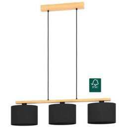 Lampe suspendue Castralvo Textile Schwarz E27 3x40w l: 97,5 cm b: 17,5 cm h: 110 cm Dimmable