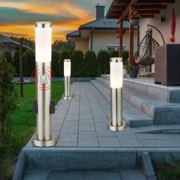 Lot de 3 lampadaires led, jardin, spots extérieurs, inox, détecteur de mouvement, détecteur de