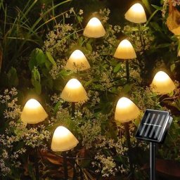 Guirlande Lumineuse 10 Lampes Solaire Exterieur led Champignon, Mini Lampes Guirlandes Solaire
