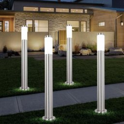 Etc-shop - Ensemble de 4 lampes sur pied d'extérieur en acier inoxydable éclairage de chemin de