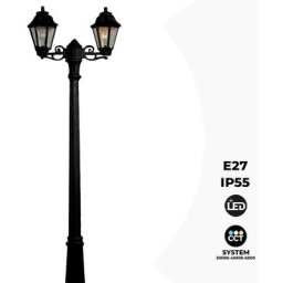 Lampadaire extérieur double Fumagalli Gigi Bisso/Anna - 2x E27 - cct - IP55 Noir - cct - Noir