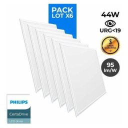 Pack de 6 panneaux led slim 60X60 cm - Driver Philips - 44W - UGR19 Blanc Neutre - Blanc Neutre