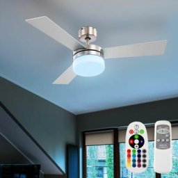 Ventilateur de plafond avec télécommande 3 niveaux avant/arrière diamètre 105 cm rgb led changeur