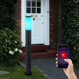 Lampe sur pied en acier inoxydable à intensité variable, commande vocale, éclairage de jardin