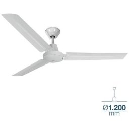 Mini ventilateur de plafond industriel blanc puissance : 60w palmes : ø120cm avec contrôleur mural