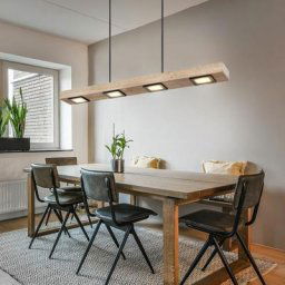 Suspension bois rustique led suspension table à manger lampe en bois 6 flammes, rétro-éclairage,