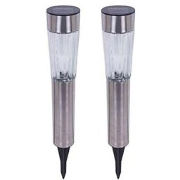 2 Lampes de Jardin Solaires Rechargeables Métal Cristal 1LED Blanc