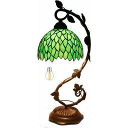 Lampe de table Tiffany Green Wisteria Colored Glass Light Reading Light, metal Leaf base 8x10x21
