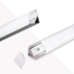 Profilé d'angle en aluminium avec diffuseur, 4 embouts et 4 clips - Ruban LED jusqu'à 10 mm - 2