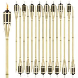 Torche de Jardin en Bambou, Lot de 24 Torches en Bambou, Torches à Huile pour l'Extérieur, Torches