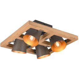 Plafonnier Bell Nickel antique 4x25W E14 - Marron Bois Bronze Rouille
