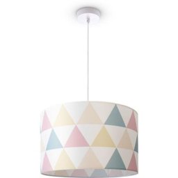 Paco Home - Plafonnier Abat-Jour Tissu Suspension E27 Chambre Rond Lampe à suspension - Blanc,