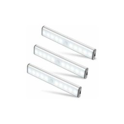 Lot de 3 Lampes 10 led, Sans Fil, Rechargeable par usb, Aimanté, Détecteur de Mouvement, 2 Modes