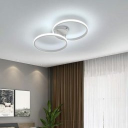 Plafonnier led, Plafonnier moderne 42W, double anneau acrylique blanc pour chambre à coucher 6000K,