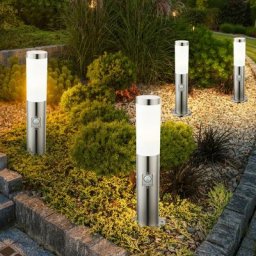 Borne E27 lampadaire jardin lumière extérieure détecteur de mouvement, étanche IP44, capteur, acier
