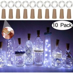 Lot de 10 guirlandes lumineuses à 20 led - En fil de cuivre - Pour bouteille de vin - Avec cordon