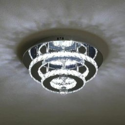 Lustre en Cristal, 36W Moderne Plafonnier led en Cristal, Lampe de Plafond en Cristal en Acier