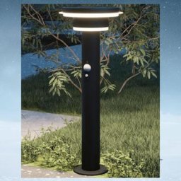 Lumihome - Borne Led solaire genova - Hauteur 45 cm - Détecteur de mouvements - 3 modes d'éclairage