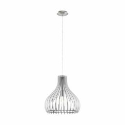 Lampe à suspension blanc bois Tindori 1X60W h: 110 ø 38cm