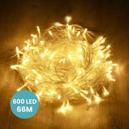 Guirlande Lumineuse 66M Intérieur et Extérieur 600 LEDs Blanc Chauds - Guirlande Lumineuse Sapin