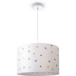 Paco Home Plafonnier Abat-Jour Tissu Suspension E27 Chambre Rond Lampe à suspension - Blanc, Design