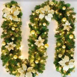 Guirlande de Noël avec éclairage, 270 cm blanc chaud Guirlande de Noël Guirlande de sapin Guirlande