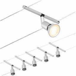 Système de corde Set Sel Chrome Matt 5 Spots sans ampoules Max. 10W GU5,3 dc 60VA
