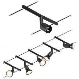 Système de corde Séat Noir Matt, Chrome 5 Spots sans ampoules Max. 10W GU5,3 dc 60VA