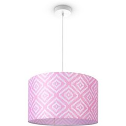 Paco Home Plafonnier Abat-Jour Tissu Suspension E27 Chambre Rond Lampe à suspension - Blanc, Design