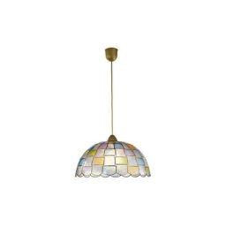 Luce Ambiante Design - Lustre suspendu 1 lampe E27 en nacre décor avec motifs géométriques couleurs