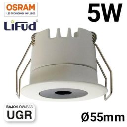 Mini spot LED encastrable 5W faible UGR 55x43,1mm Blanc - Blanc Extra Chaud - Blanc
