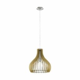 Lampe à suspension bois d'érable Tindori 1X60W h: 110 ø 38cm