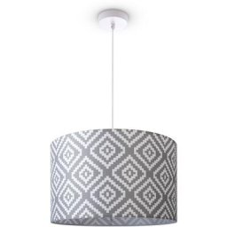 Paco Home - Plafonnier Abat-Jour Tissu Suspension E27 Chambre Rond Lampe à suspension - Blanc,