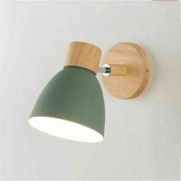 Nordic Metal Iron Macaron Chambre De Chevet Applique Murale Moderne Simple E27 Base en Bois Mural